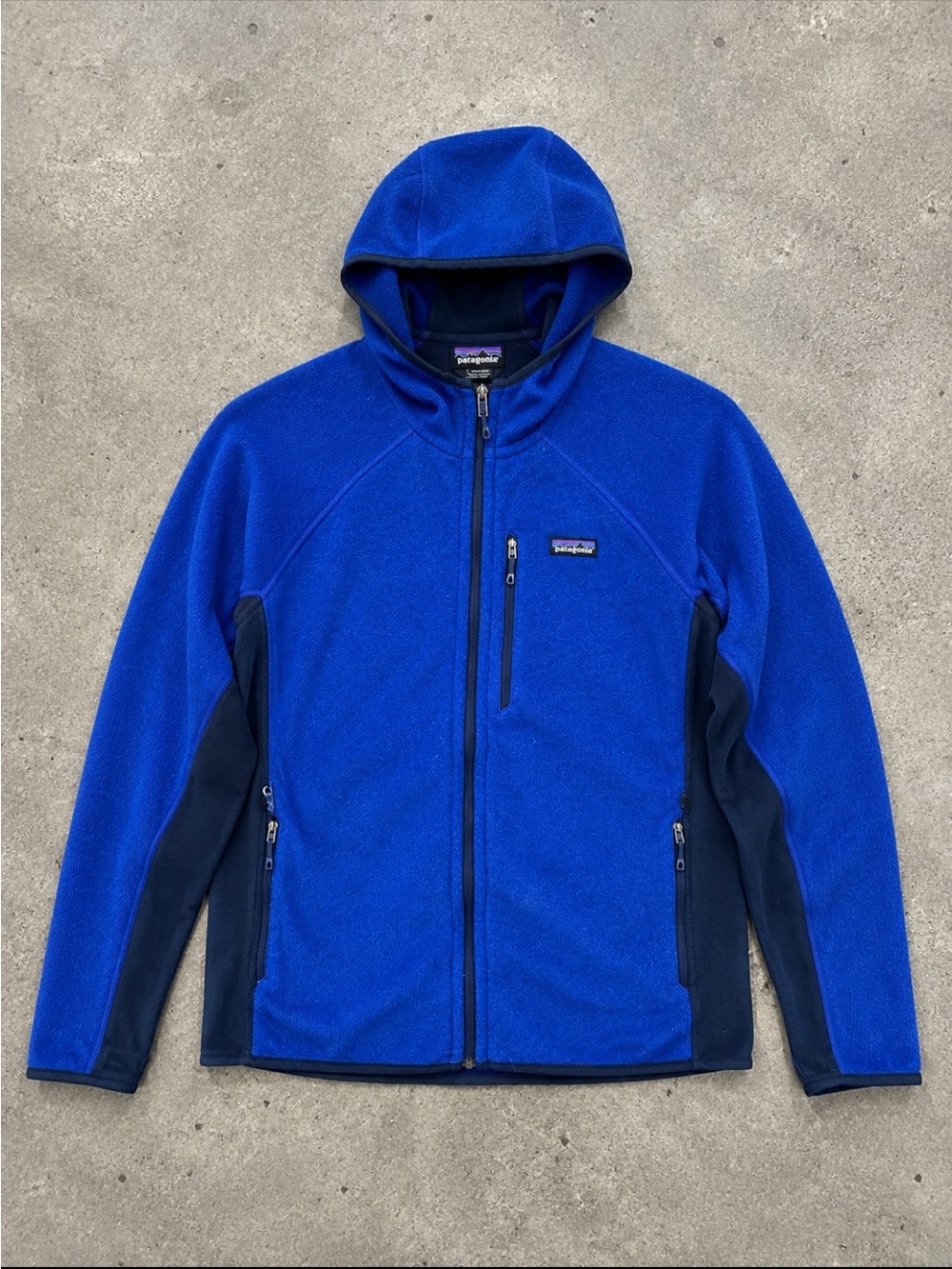 Patagonia Better Sweater Performance Hoodie Full Zip Men Large Blue Black FLAW